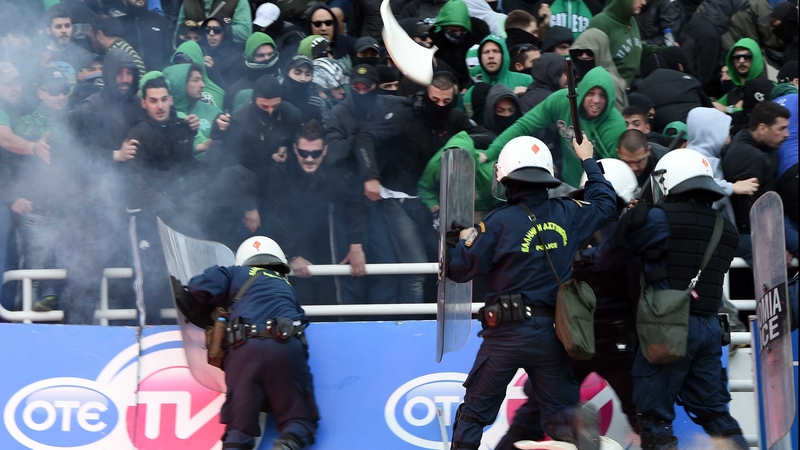 Riot police clash with Panathinaikos fans