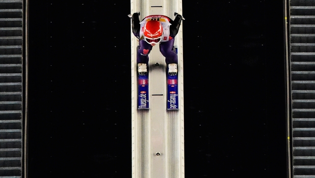 Katharina Althaus competes during the FIS Nordic World Ski Championships in Falun, Sweden