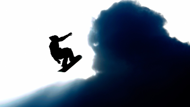 Antoine Truchon competes in the Snowboard competition during Shaun White Presents Air + Style at Rose Bowl in Pasadena, California