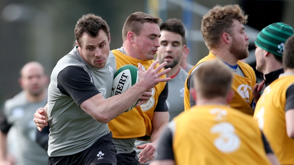Tommy Bowe and Tommy O'Donnell during Ireland training this week