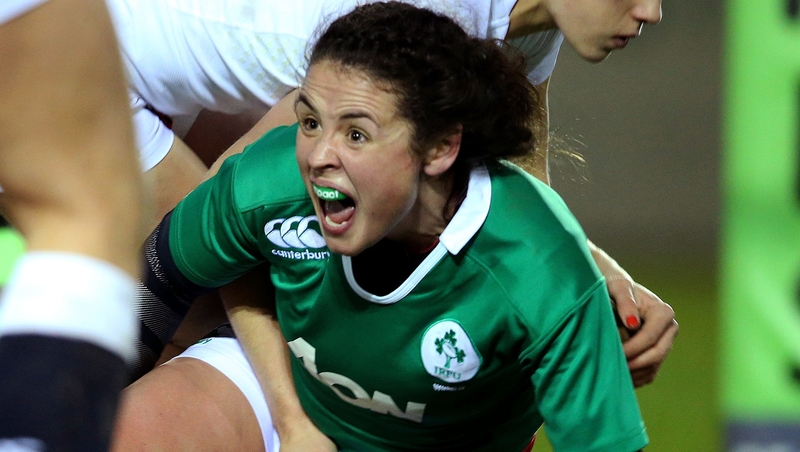 Larissa Muldoon celebrates her try