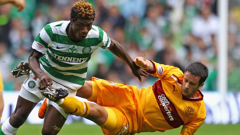 Tim Clancy in action for Motherwell against Celtic