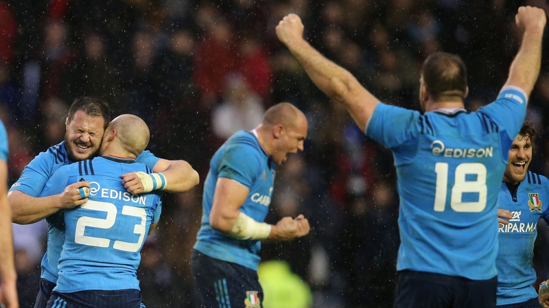 Italy celebrate at the final whistle