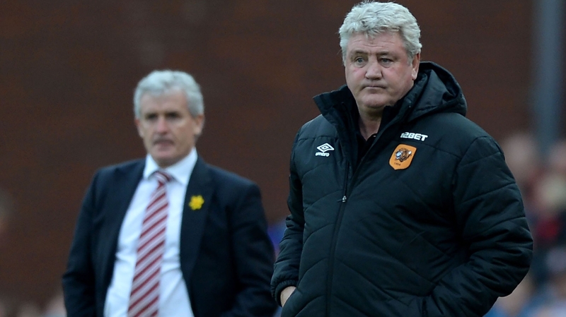 Hull City manager Steve Bruce (R) was unimpressed but Stoke boss Mark Hughes' comments