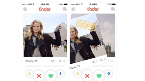 The 'undo' feature allows users to 'take back' a swipe (Pic: Tinder)