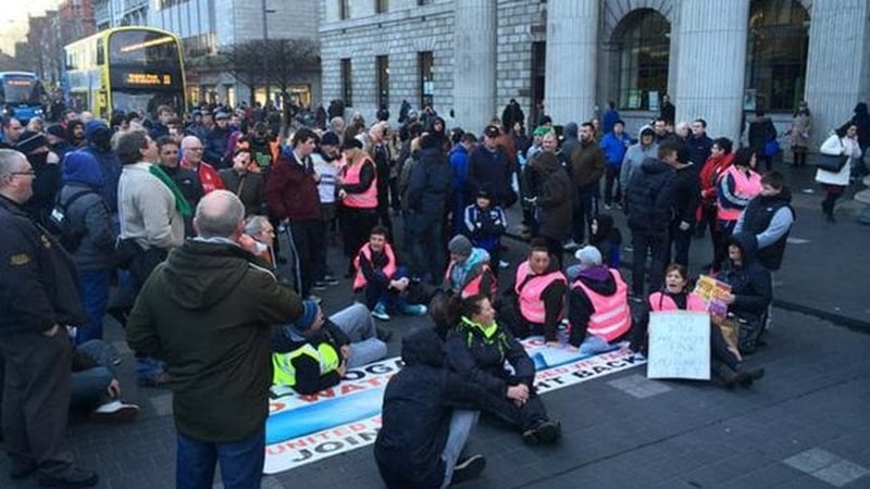 Protesters marched through Dublin after the jail sentences were handed down last month