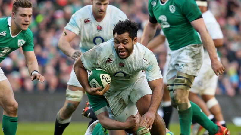 England's Billy Vunipola carries the ball against Ireland