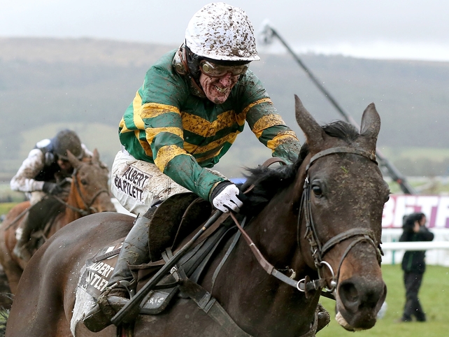 Tony McCoy in typical pose as At Fishers Cross wins the 2013 Albert Bartlett Novices' Hurdle