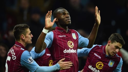 Christian Benteke celebrates scoring Aston Villa's