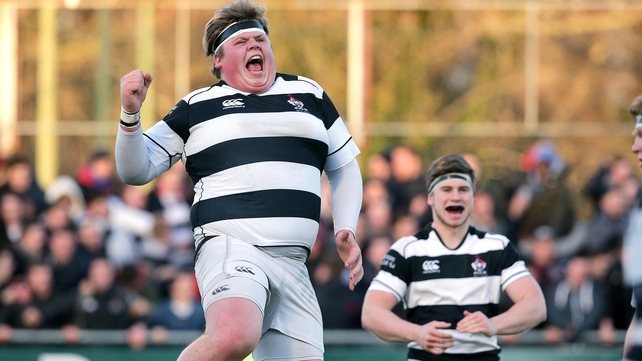 Jack Clarke of Belvedere College celebrates at the end of the his school's victory over Clongowes in the Leinster SC semi-final on Tuesday
