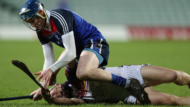 WIT's Austin Gleeson and Daire Quinn of UL during the Fitzgibbon Cup final on Saturday