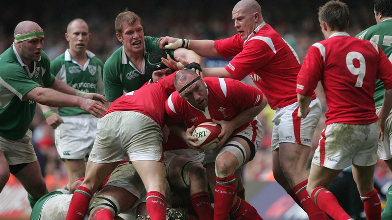Wales forwards coach Robin McBryde in action against Ireland in 2005