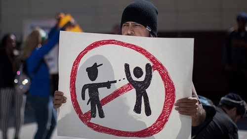 Protests have taken place across the US following the shootings