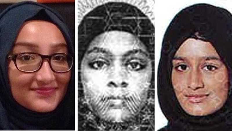 (L-R) Kadiza Sultana, Amira Abase and Shamima Begum are believed to have joined IS in Syria