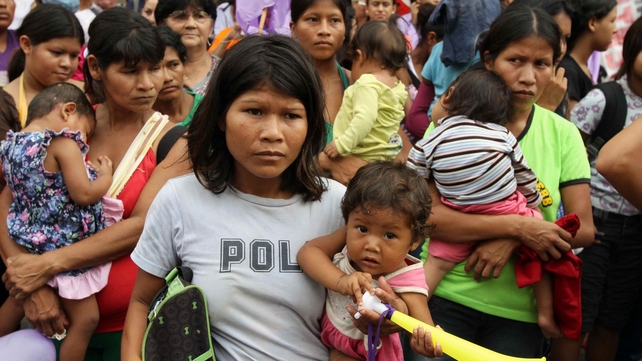A group of women attend a rally calling for gender equality in Asuncion, Paraguay