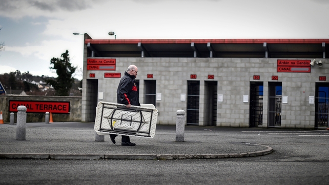 Down supporters helping before the game against Galway at Pairc Esler