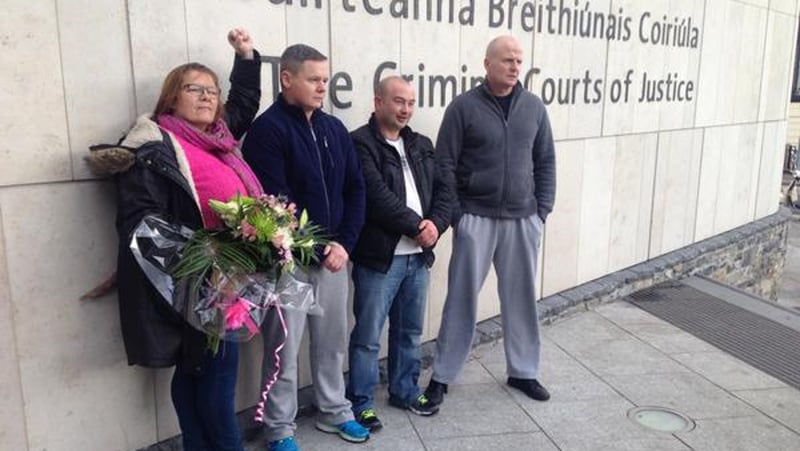 Bernie Hughes, Damien O'Neill, Paul Moore and Derek Byrne walked free from court this afternoon