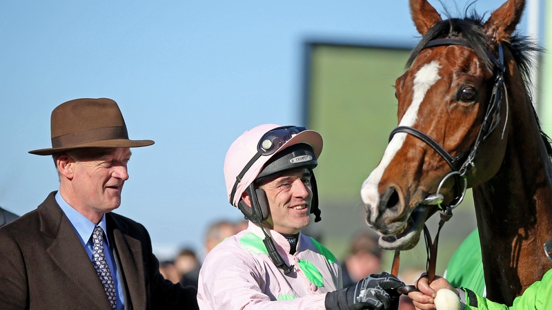 Willie Mullins and Ruby Walsh in the aftermath of Faugheen's Champion hurdle win in 2015