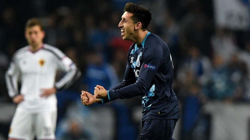 Porto midfielder Hector Herrera celebrates his goal