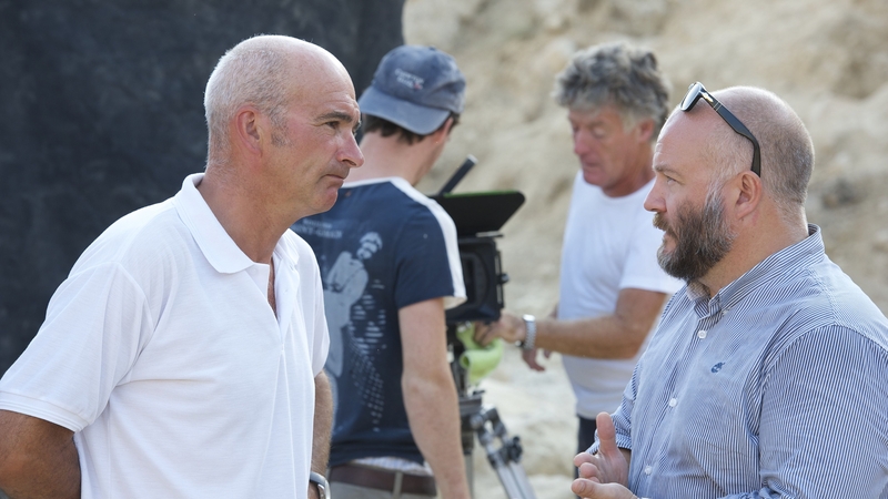 Director Paul Katis (l) and executive producer Gareth Ellis-Unwin (r) on the Kajaki set