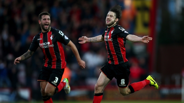 Harry Arter celebrates after scoring for Bournemouth