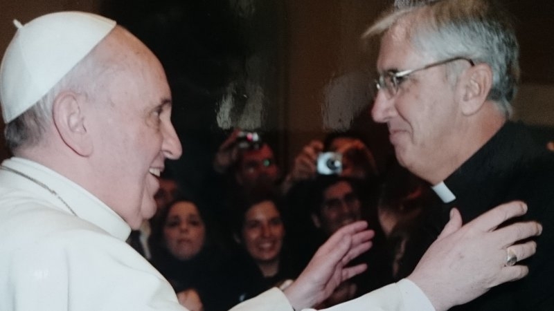 Pope Francis pictured with his former press secretary Fr Guillermo Marcó