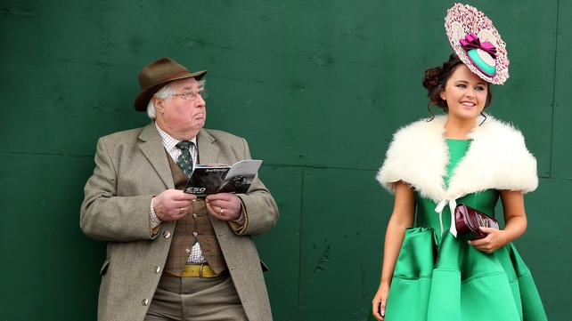 Jennifer Wrynne from Mohill, Co Leitrim, who won best-dressed on Ladies Day, alongside Derek Duncan from Bedford on Wednesday