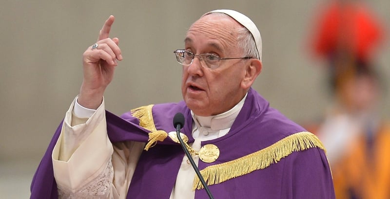 Pope Francis speaks during a penitential ceremony at St Peter's basilica in the Vatican