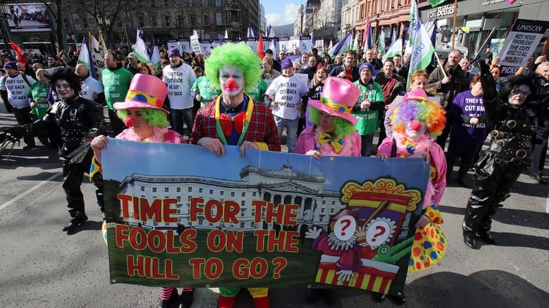 Public sector workers at a mass rally in Belfast city centre