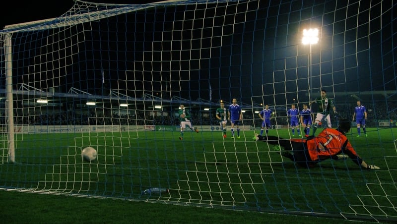 Billy Dennehy score from the penalty spot for Cork City (photographs courtesy of Kevin Mulcahy)