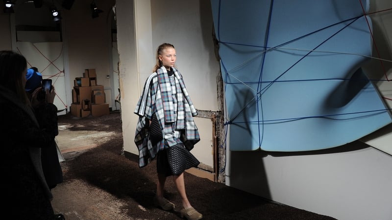 Models walk the runway at the Danielle Romeril presentation during London Fashion Week