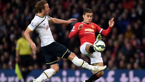 Andreas Pereira in action against Harry Kane previously
