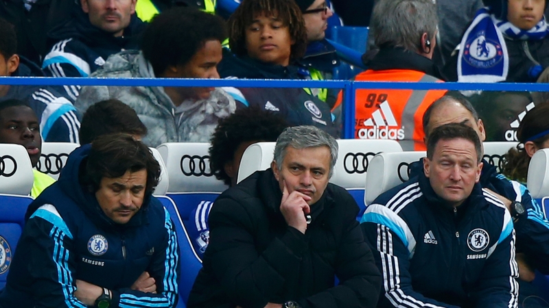 Jose Mourinho looks on from the bench during Chelsea's match against Southampton