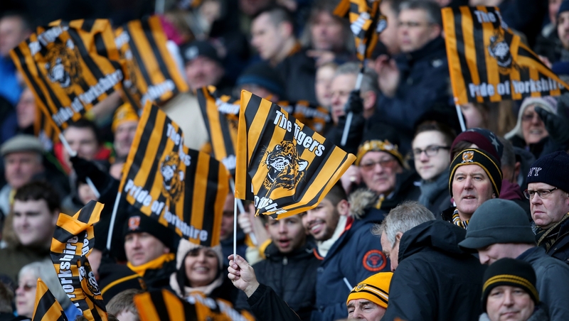 Hull fans wave Tigers flags
