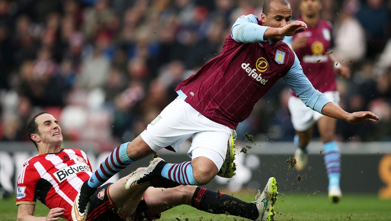 John O'Shea struggled throughout against Aston Villa