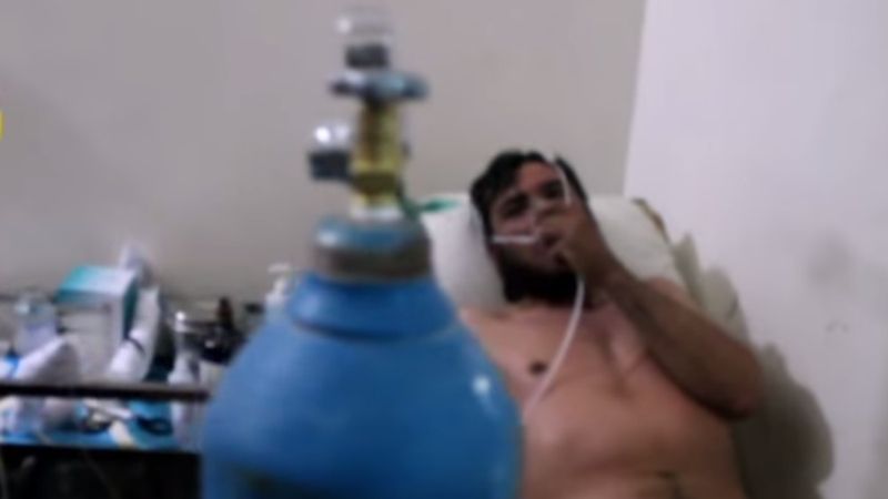 Medics posted videos of adults and young children suffering what they said was suffocation