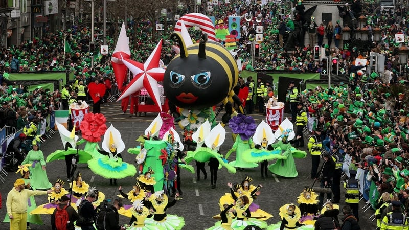 Crowds enjoy the Dublin parade as it makes its way down O'Connell Street