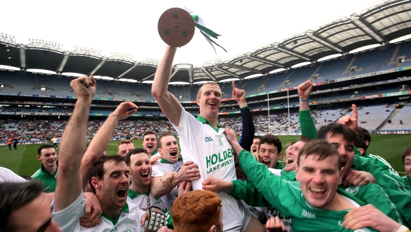 Henry Shefflin holds the cup aloft