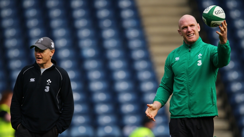 Ireland head coach Joe Schmidt and captain Paul O'Connell at the captain's run at Murrayfield