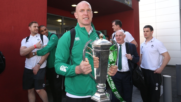 Ireland captain Paul O'Connell with the Six Nations trophy