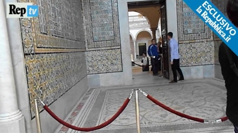 Several tourists can be seen visibly jumping in surprise in the video