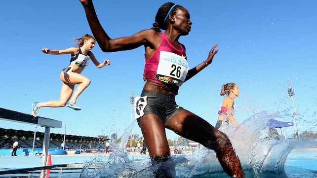 Magdalene Masai of Kenya competes in the 3,000 Metre Steeplechase during the IAAF Melbourne World Challenge at Lakeside Stadium in Melbourne, Australia