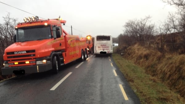 Fire crews said the bus turned over onto its side in a ditch before they returned it to its four wheels