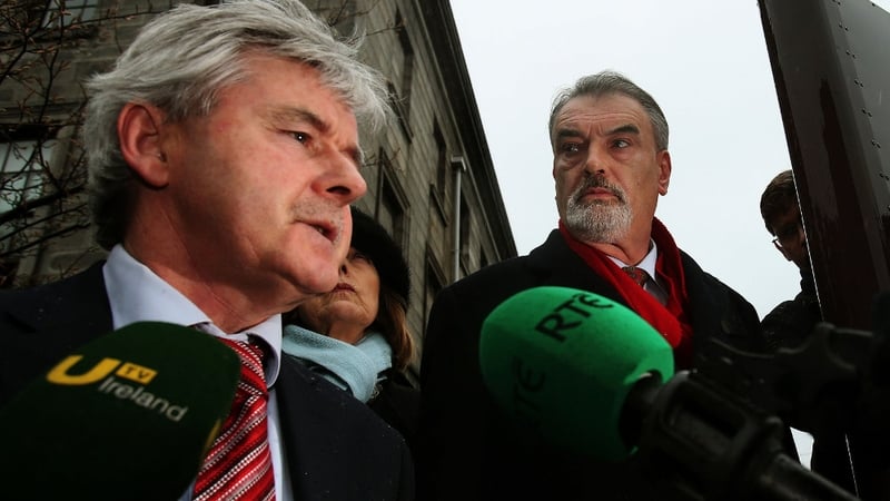 Ian Bailey's solicitor Frank Buttimer (L) said they were disappointed with today's verdict and needed time to consider