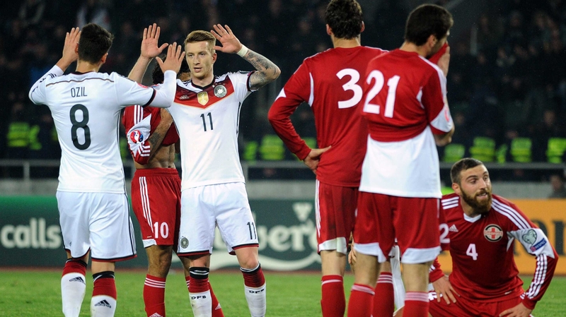 Fans twice invaded the field of play during Georgia's 2-0 defeat to Germany in Tbilisi