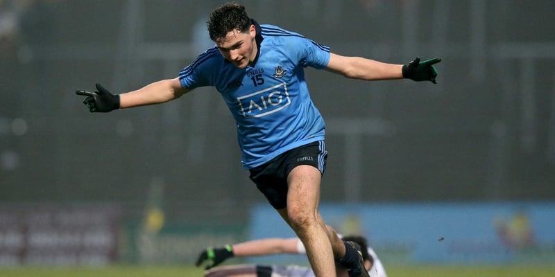 Colm Basquel celebrates scoring the opening goal of the game at Páirc Tailteann