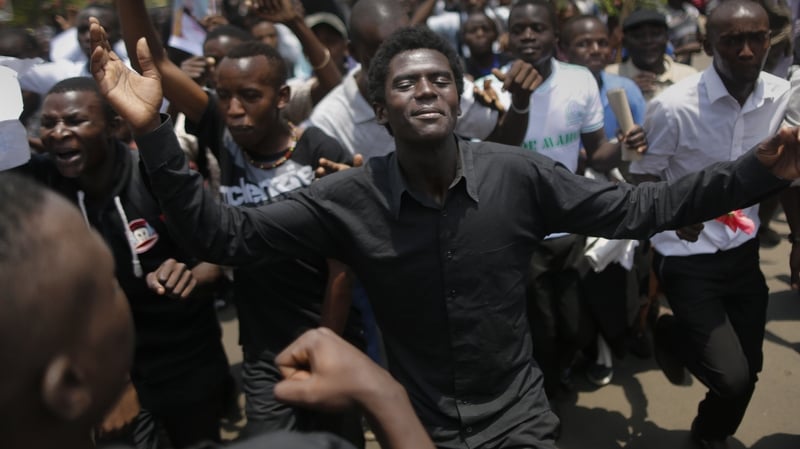 Hundreds of students walked through the streets of the capital today