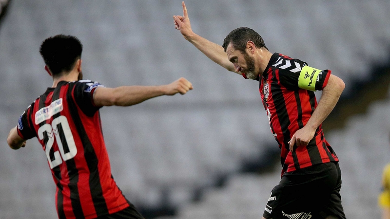 Bohemians striker Jason Byrne celebrates his first-half equaliser against Longford Town at Dalymount Park