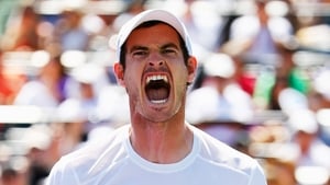Andy Murray of Great Britain celebrates match point against Tomas Berdych of the Czech Republic during day 12 of the Miami Open at Crandon Park Tennis Centre