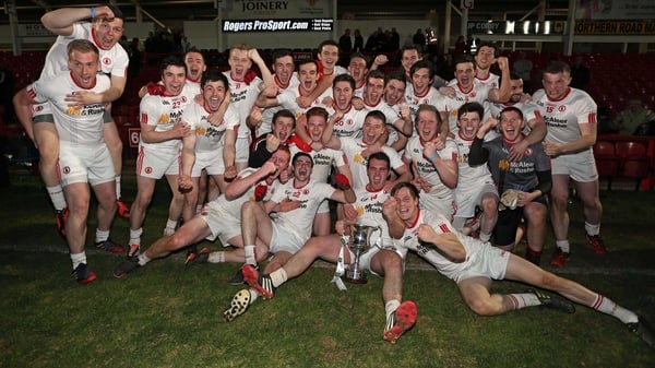 The Tyrone panel celebrate a 12th win for their county in the Under-21 Football championship